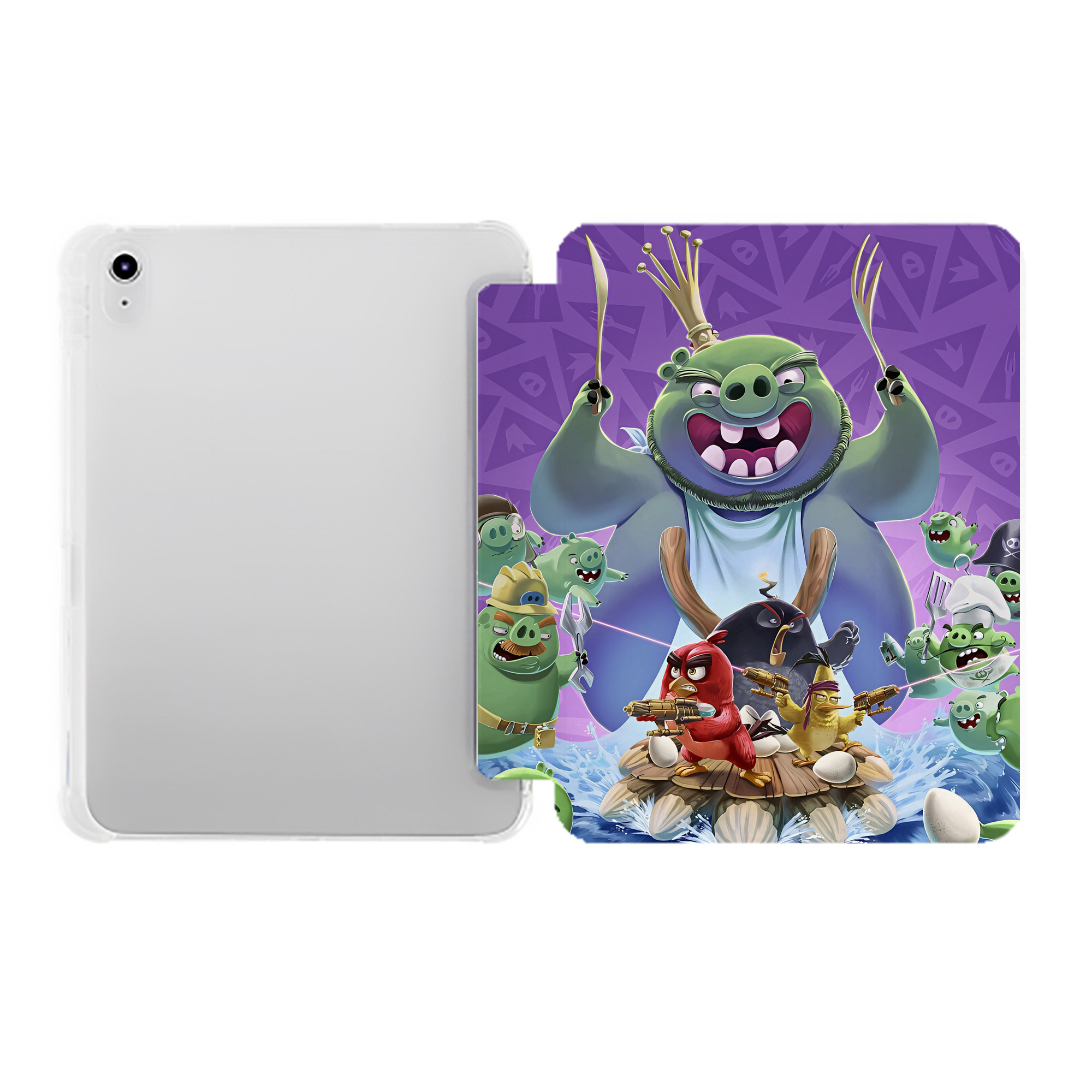 （画像用） Angry Birds アングリーバード IPad ケース ペン収納付き 三つ折りスタンド PUレザー×シリコン 対応機種9.5/10.5/10.9インチ